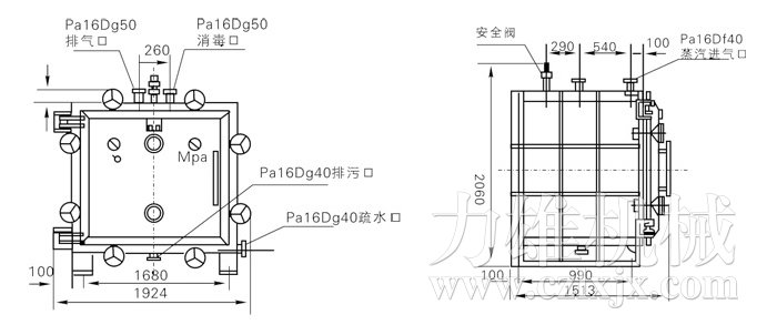 方形靜態(tài)真空干燥機結(jié)構(gòu)示意圖